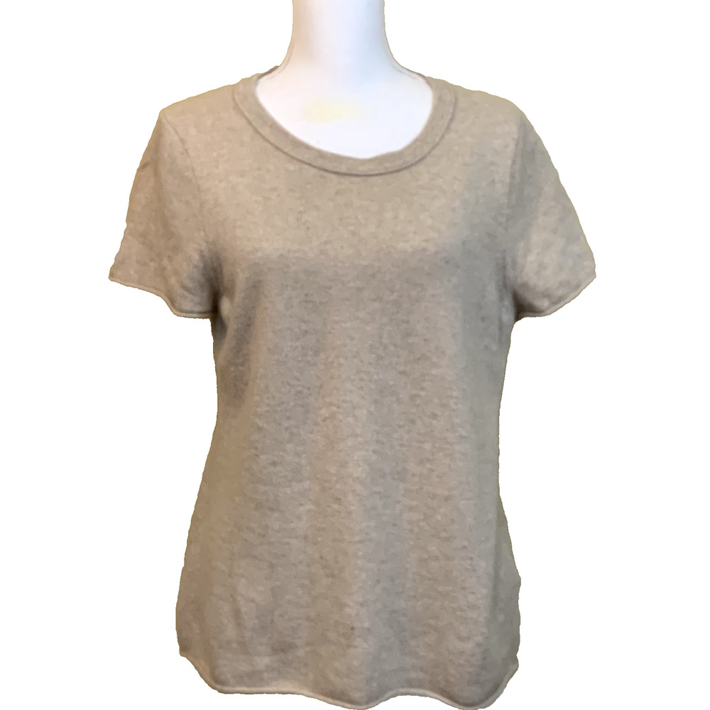 J. Crew cashmere roll sleeve and hem tan sweater size XL